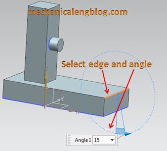 create a draft from edges select stationary edge and draft angle