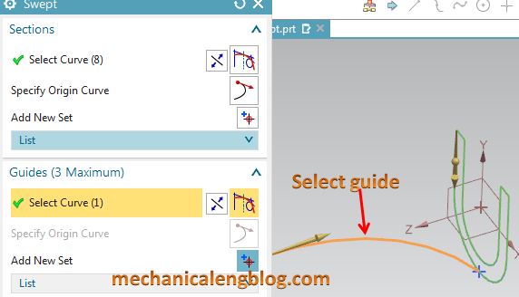 siemens nx modeling swept select guide