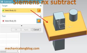 siemens nx subtract command target