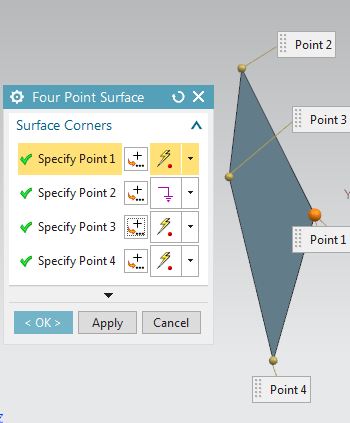 siemens nx surface four point surface command