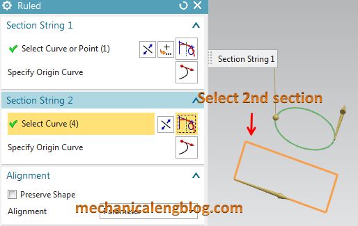 siemens nx surface ruled surface select 2nd section