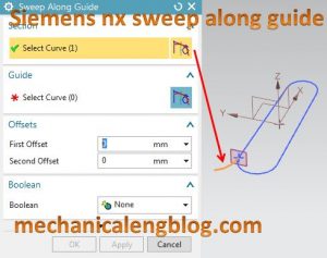 siemens nx sweep along guide select section