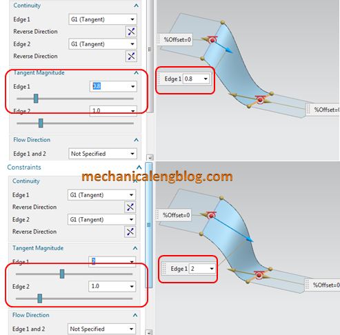 siemens nx tutorial bridge surface tangent magnitude