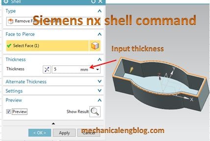 siemens nx tutorial shell select thickness