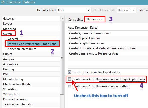 continuous auto dimensioning in design applications