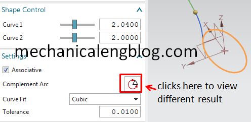 siemens nx circular blend curve setting complement