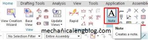 siemens nx drafting note icon