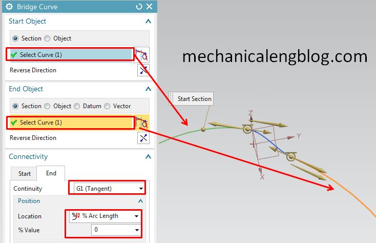 siemens nx modeling bridge curve select object