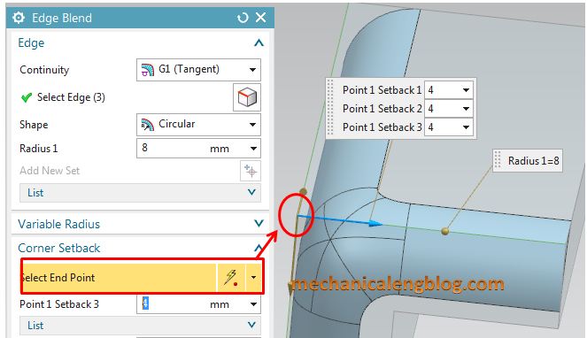 siemens nx modeling create an edge blend with corner setback