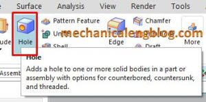 siemens nx modeling hole command icon