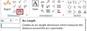 Arc length dimension icon