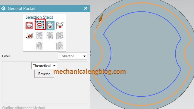 general pocket select placement outline curves