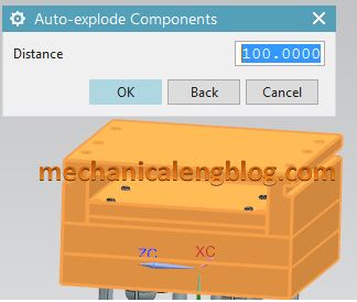 nx assembly auto explode components distance