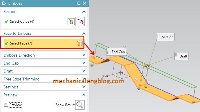 select face to emboss