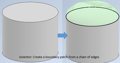 inventor create a boundary patch from a chain of edges