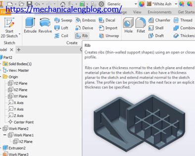 inventor rib command icon