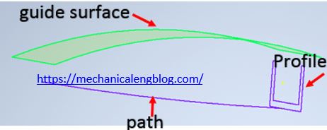 inventor sweep a profile along a path and guide surface