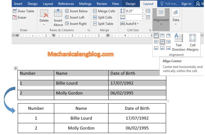 master Adjustment build up 3 ways to center text in word table - Mechanicaleng blog