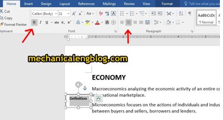 how to center text in word on a page