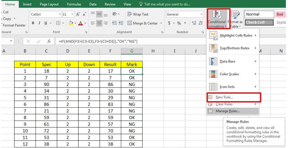 excel-conditional formatting-new rules