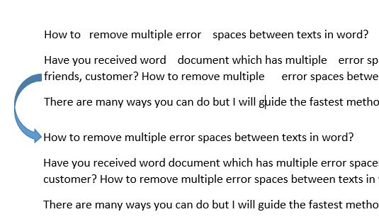 remove multiple error spaces between texts in word