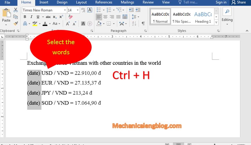 replace words in word 2016 1