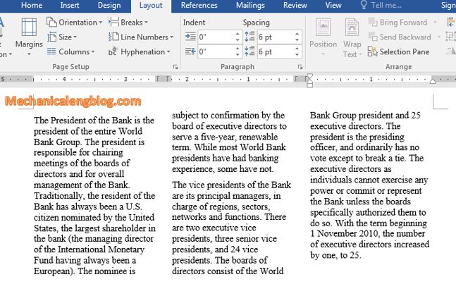 split 3 columns in Word