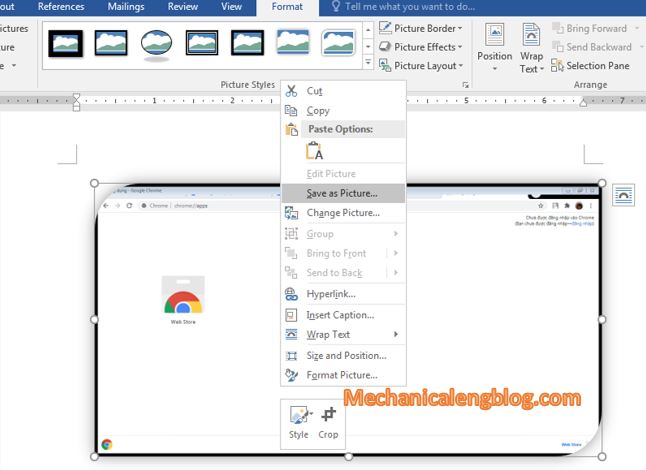 take screenshot in word document 4