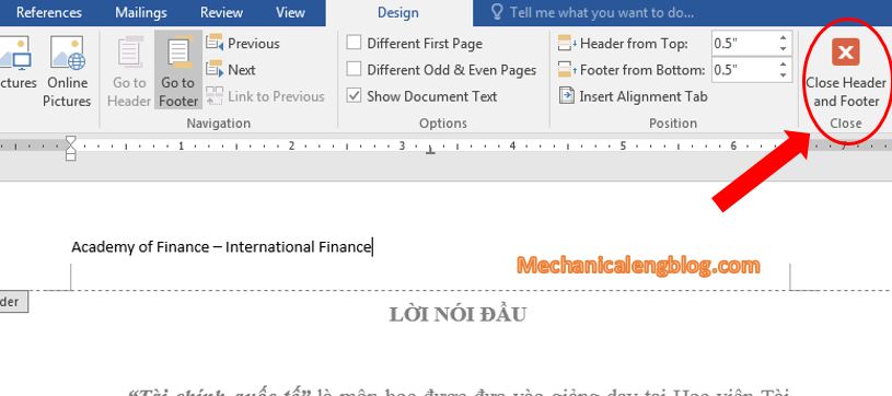 Create header and footer in word by text 5