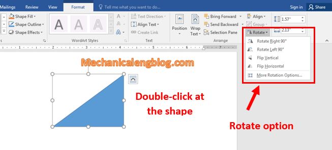 Rotate shapes in Word 2