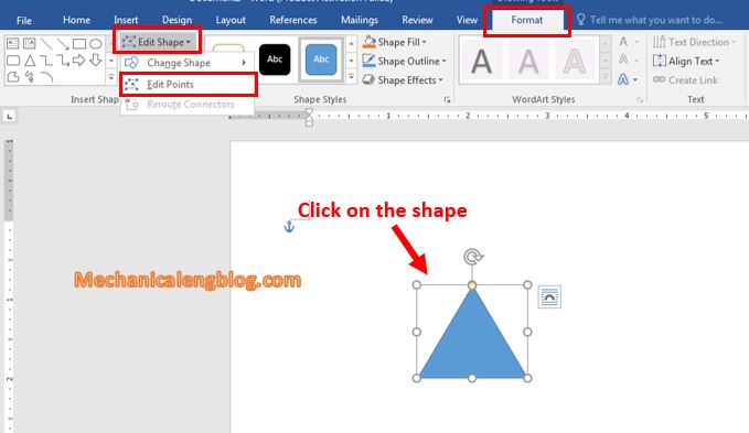 Transform shape in word 2