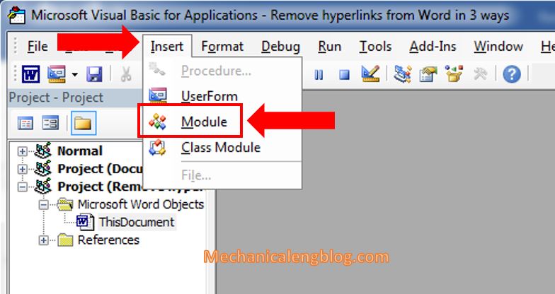 remove hyperlinks in word document by Visual Basic 2