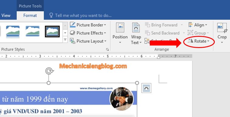 how to rotate a picture on microsoft word 2003