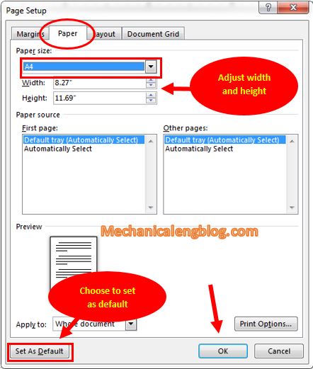 2 ways to set long bond paper size in word - Mechanicaleng blog