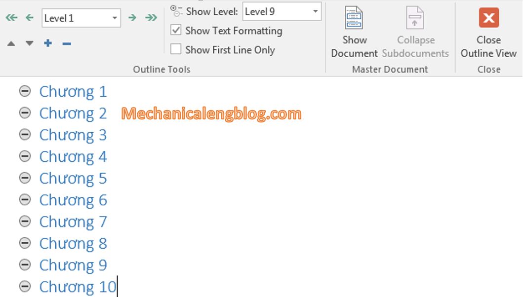 Create a Master Document in word 3