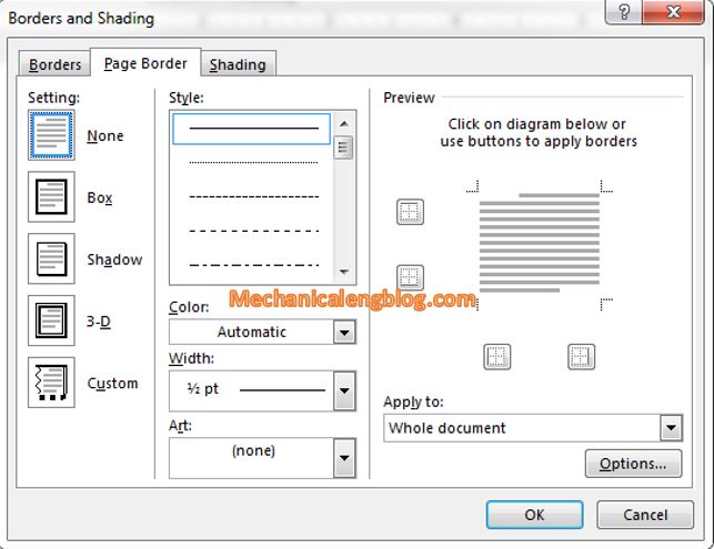 how to insert a custom page border in word