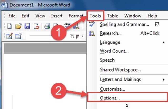 Disables recently opened files in Word 4