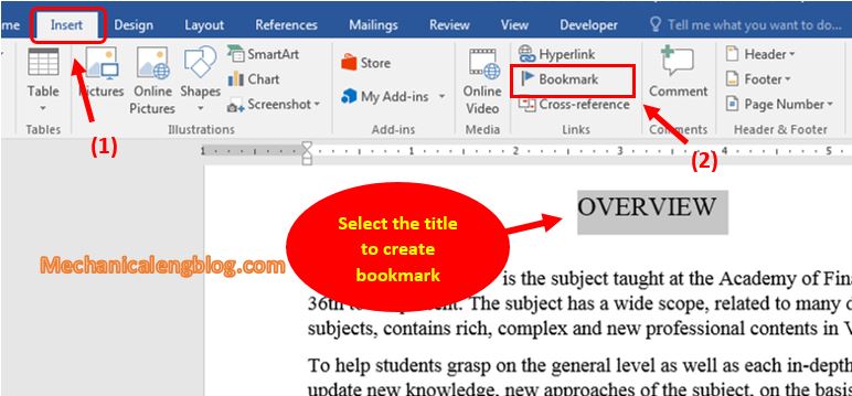 How To Insert Bookmark In Word File