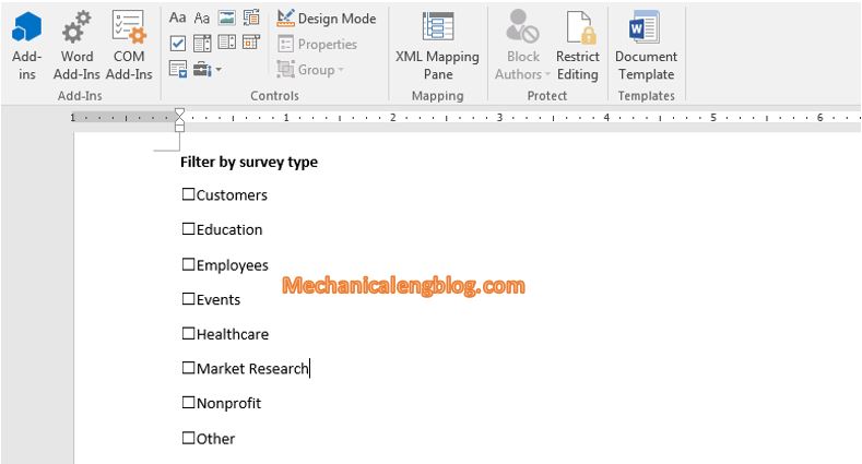 How to insert checkbox in Word 3
