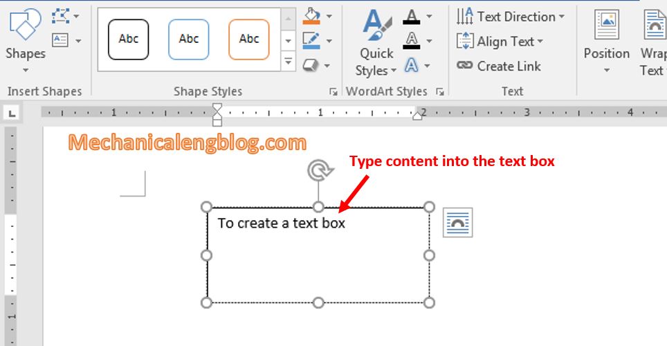 create text box in word