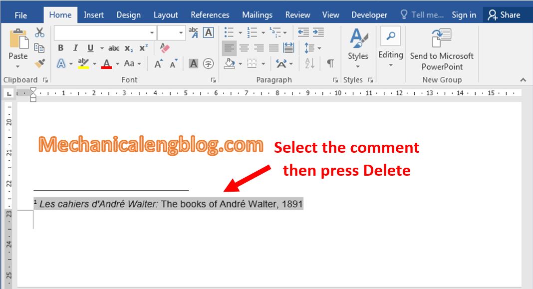 How to removing comments from word 1