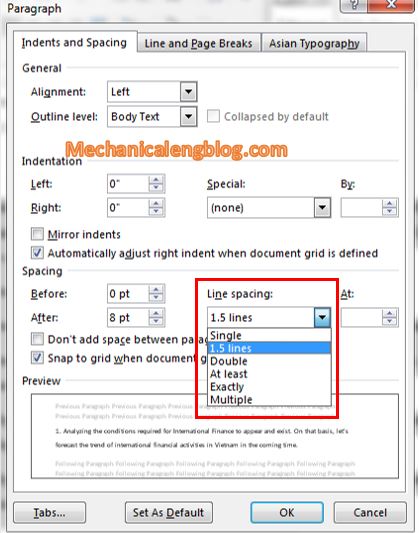 Change Line Spacing In Ms Word Mechanicalengblog