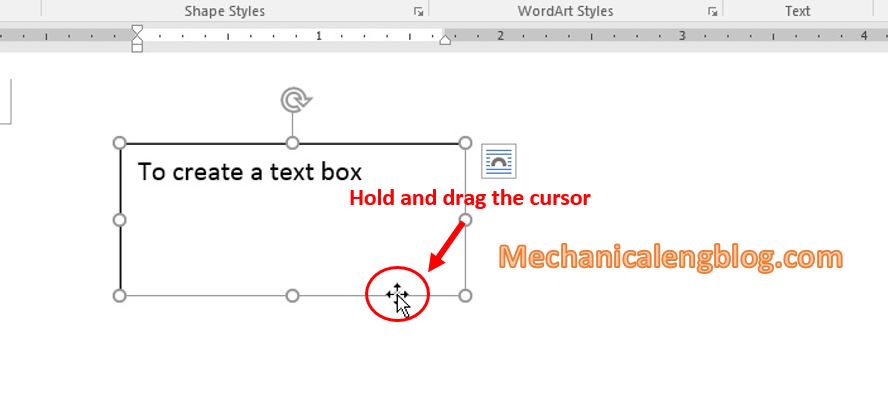 Move text box in word