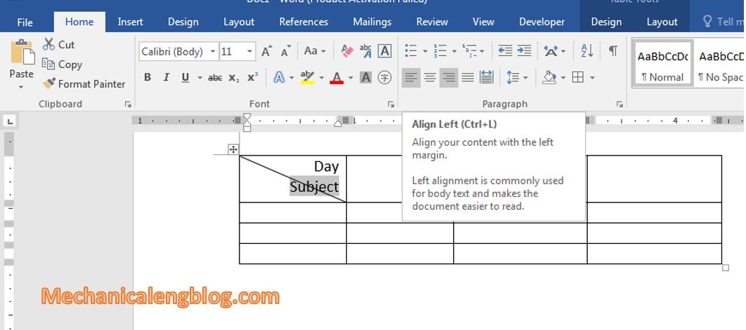 Writing in cell with diagonal line 3