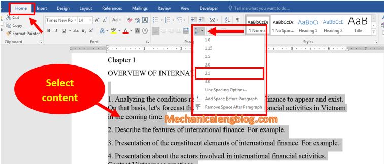 change line spacing in Word quickly 1