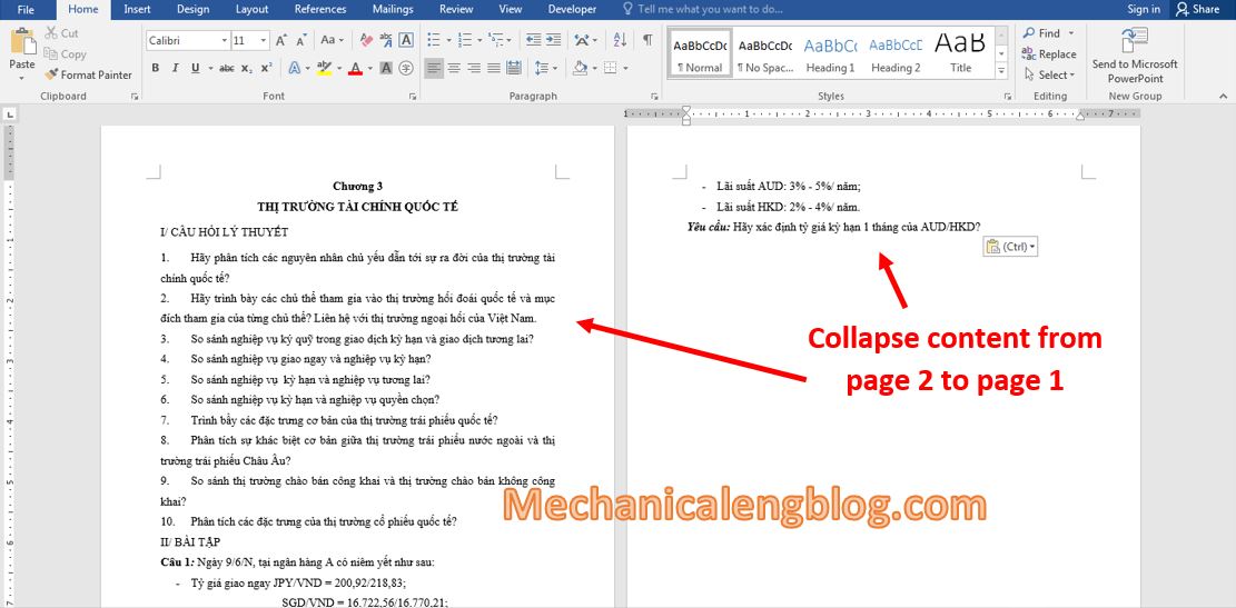 collapse text in Word 1