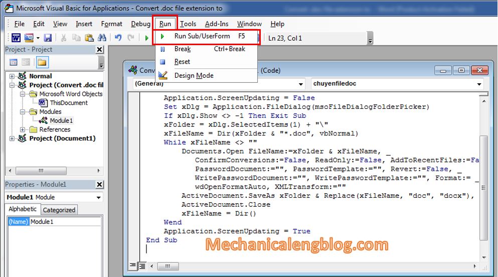 convert doc to docx Using VBA code 5