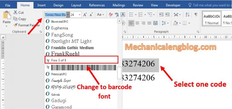 How to create a barcode in Word - Mechanicaleng blog