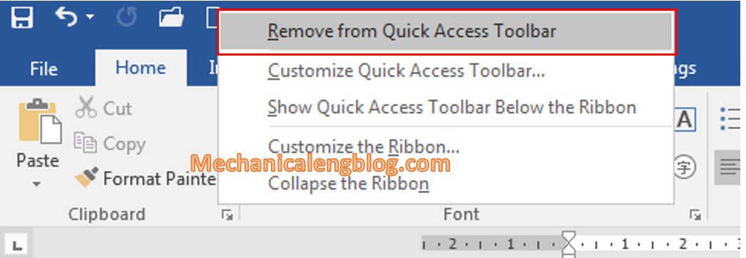Add in features to the Quick Access Toolbar in ms word 3