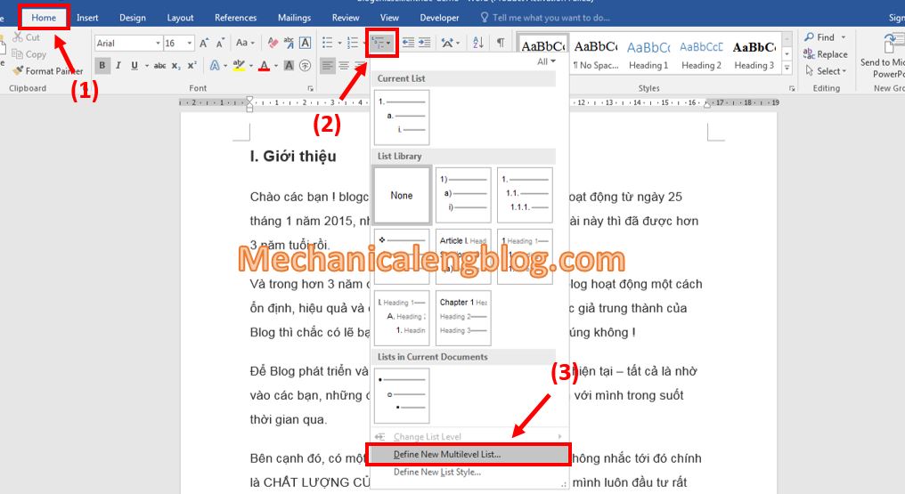 Create Style for Multilevel List in ms word 1